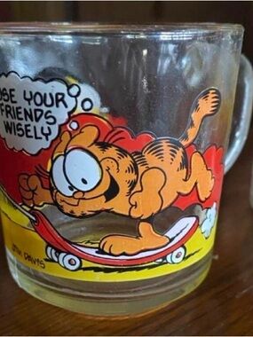 Garfield Orange Glass Mug — Vintage Cartoon Collectible